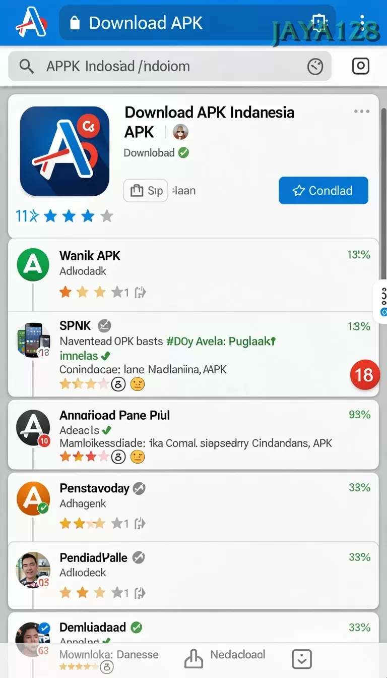 Cuplikan layar JVS88 — menu navigasi
